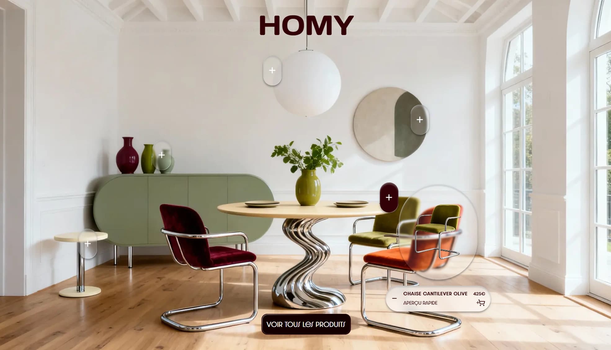 Maquette Mobilier - Page accueil