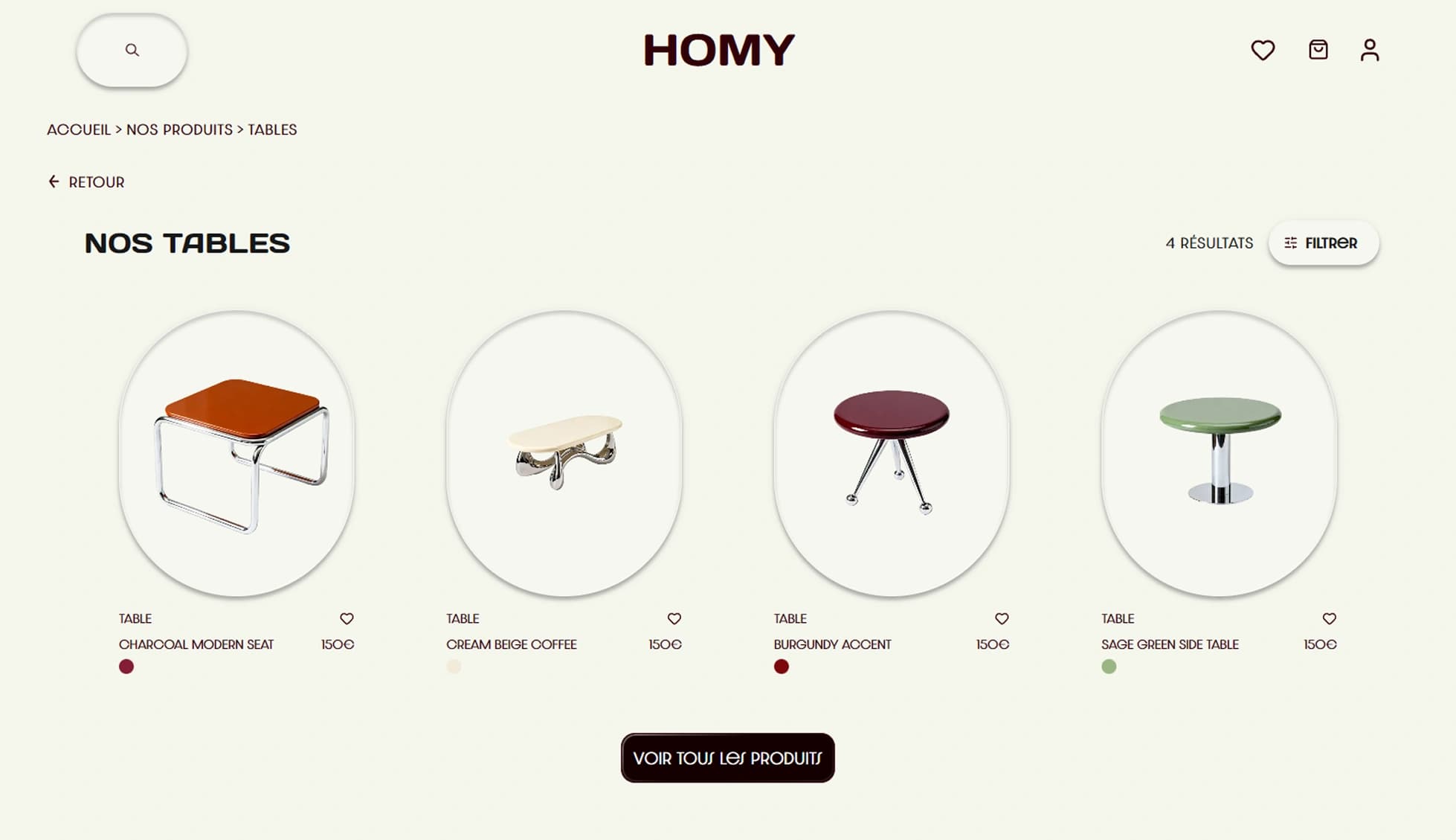 Furniture Template - Catalogue page