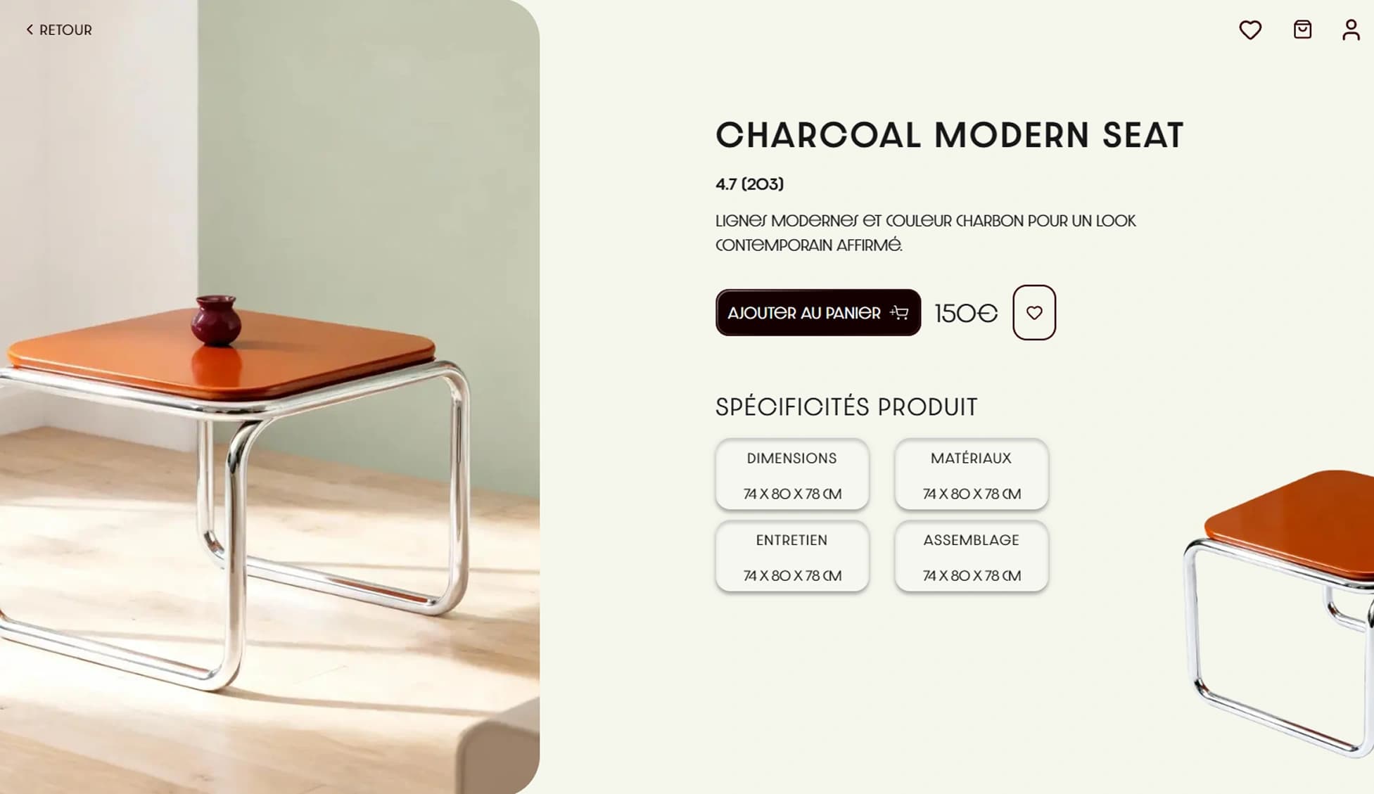 Maquette Mobilier - Page détail