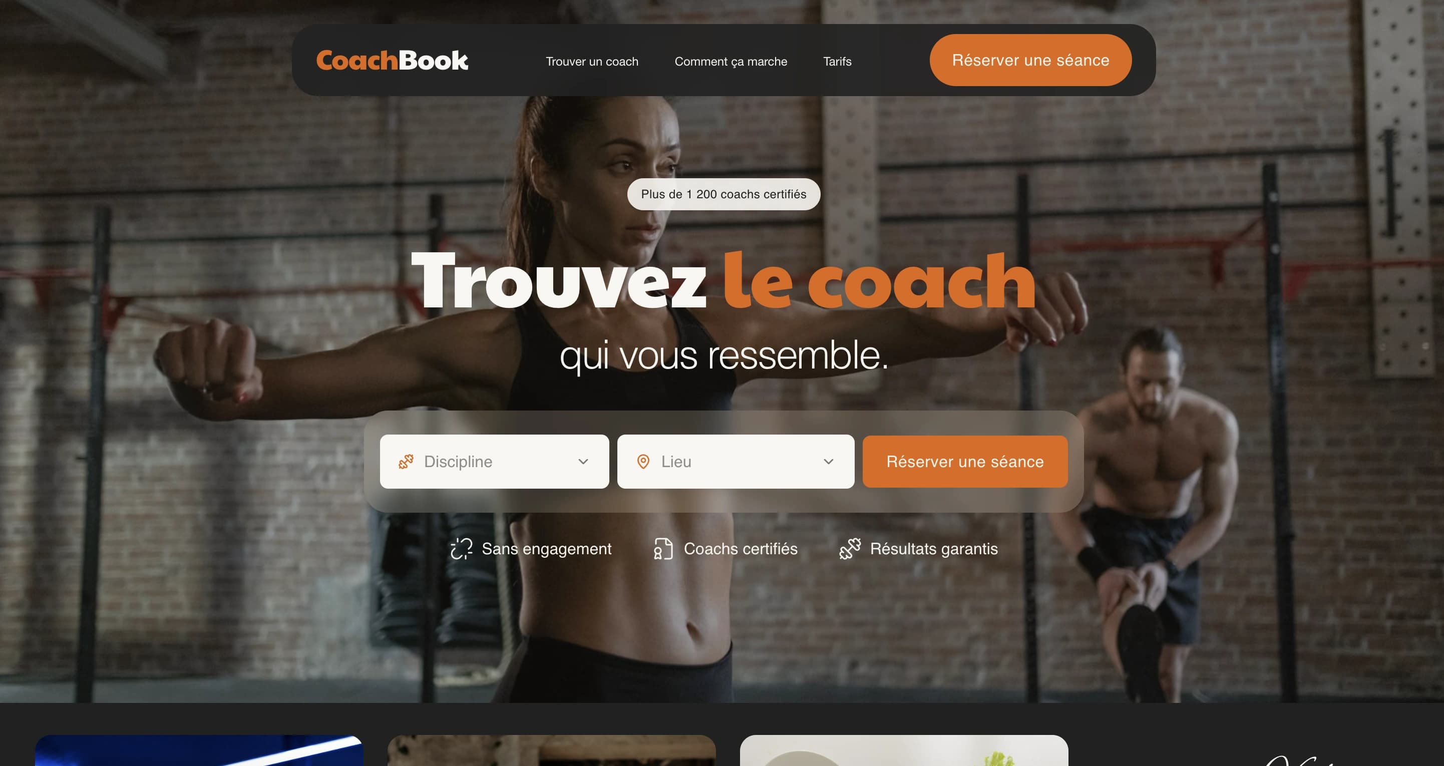 Maquette Coach Sportif - Page accueil