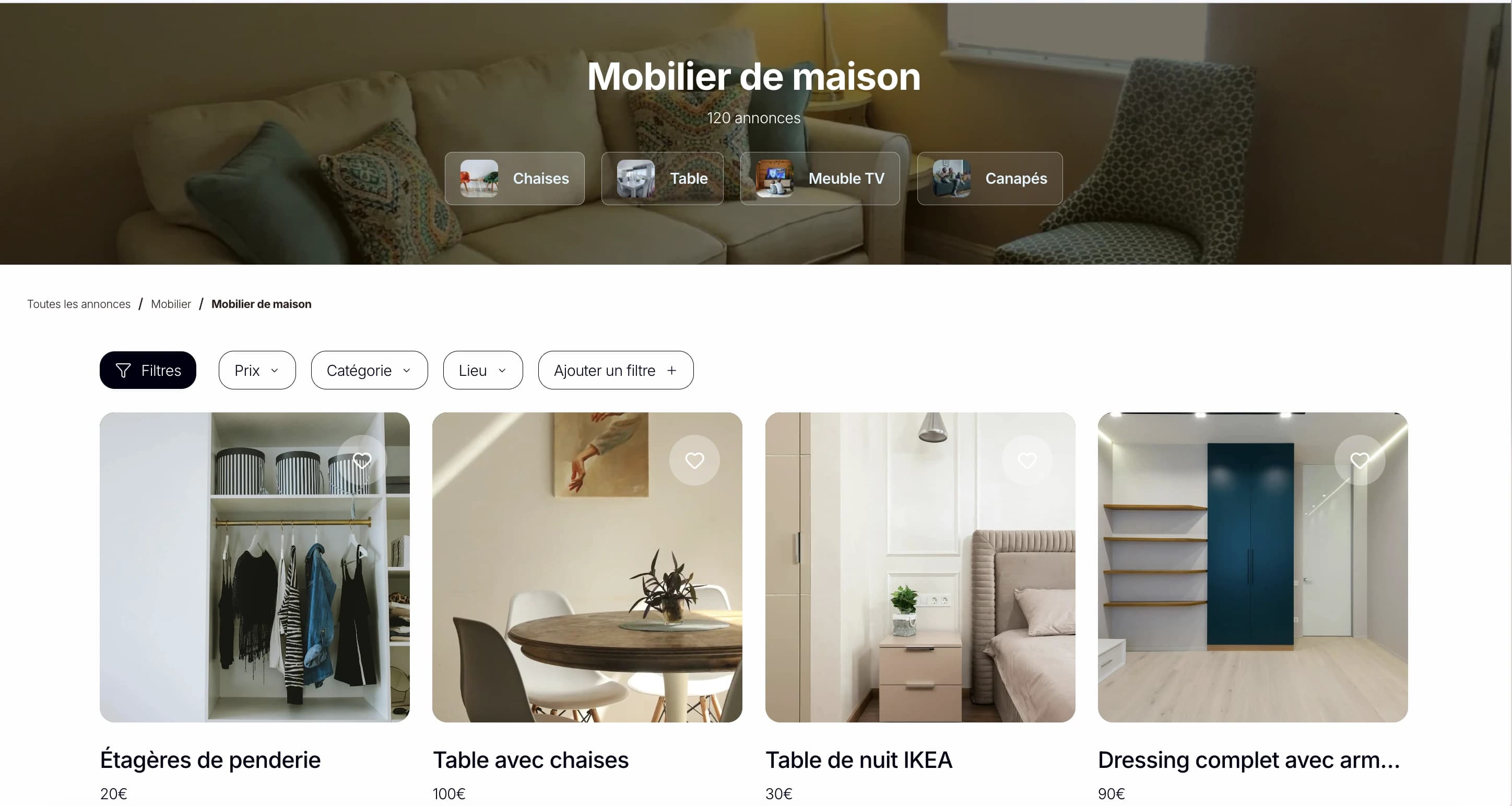 Maquette Petites Annonces - Page catégories