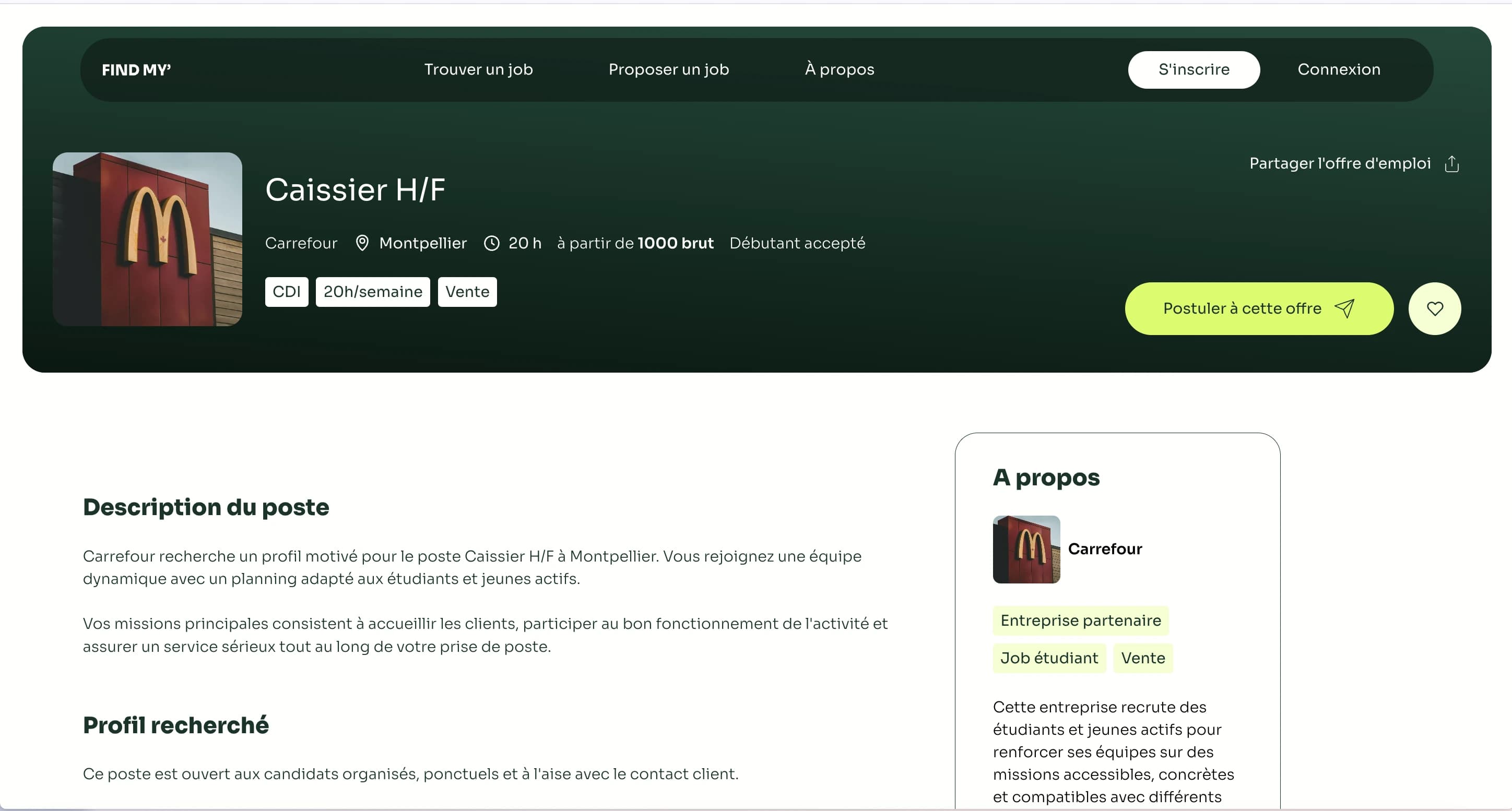 Maquette Job Board - Page détail offre