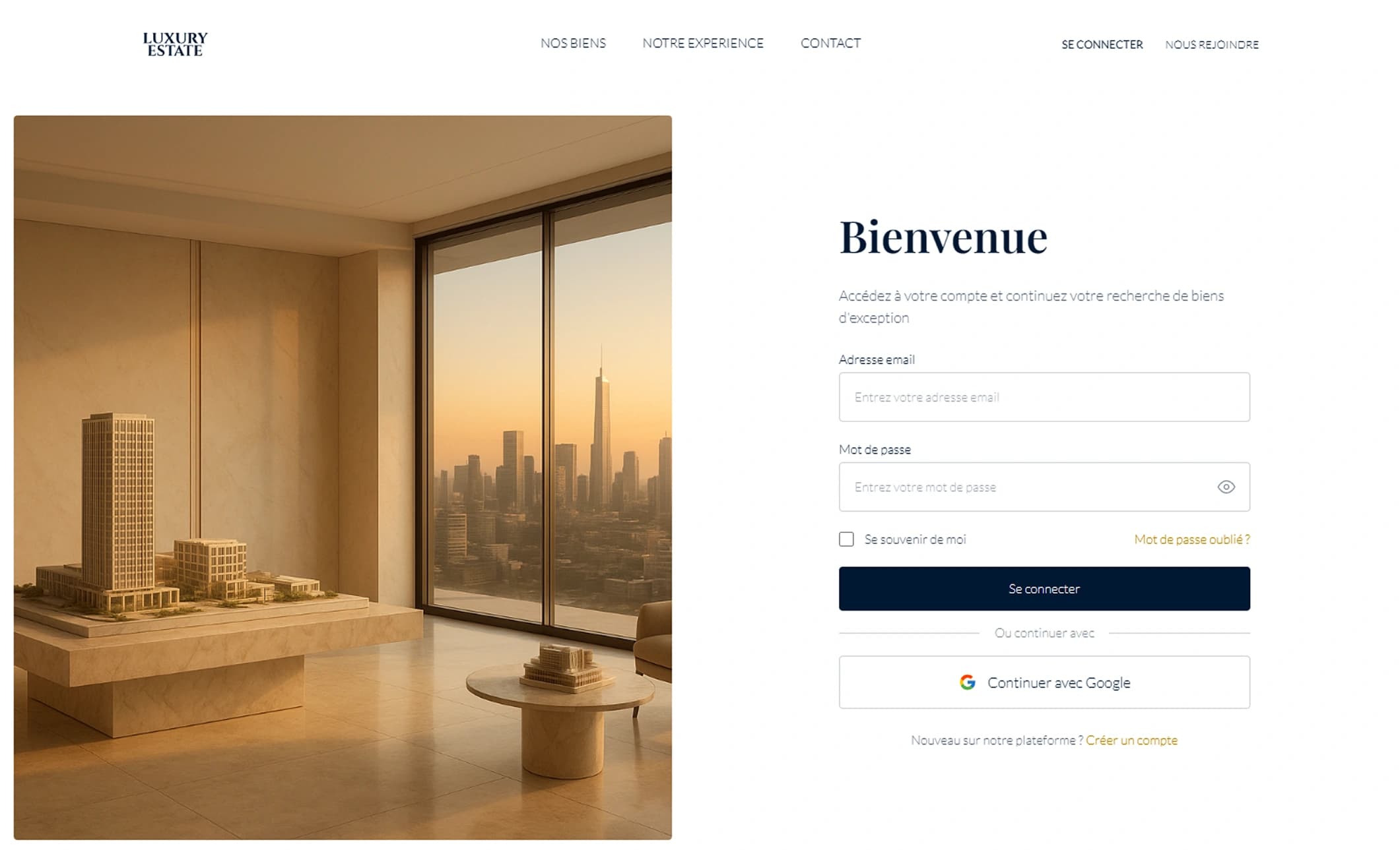 Real Estate Template - Authentication page