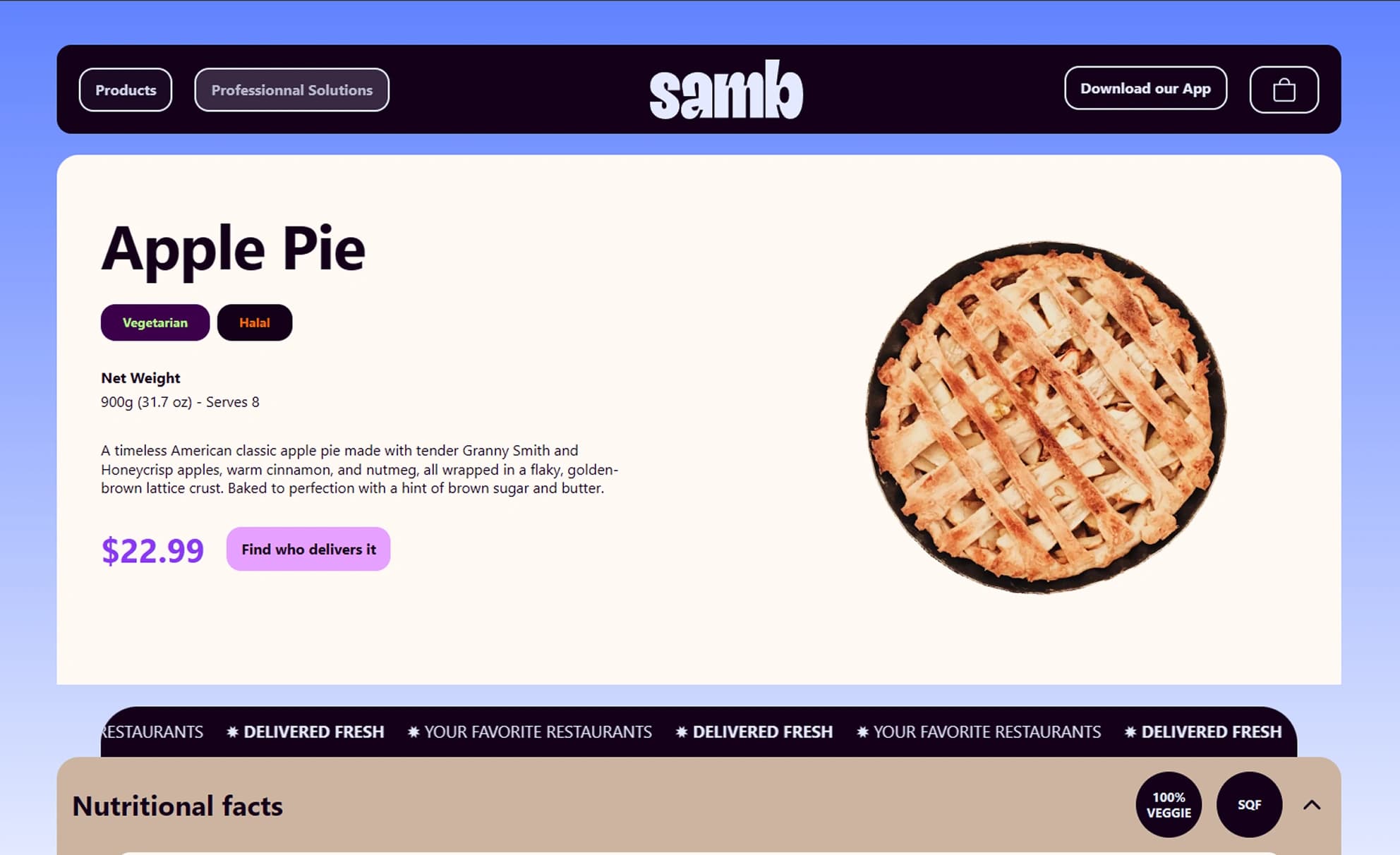 Maquette Alimentaire - Page détail