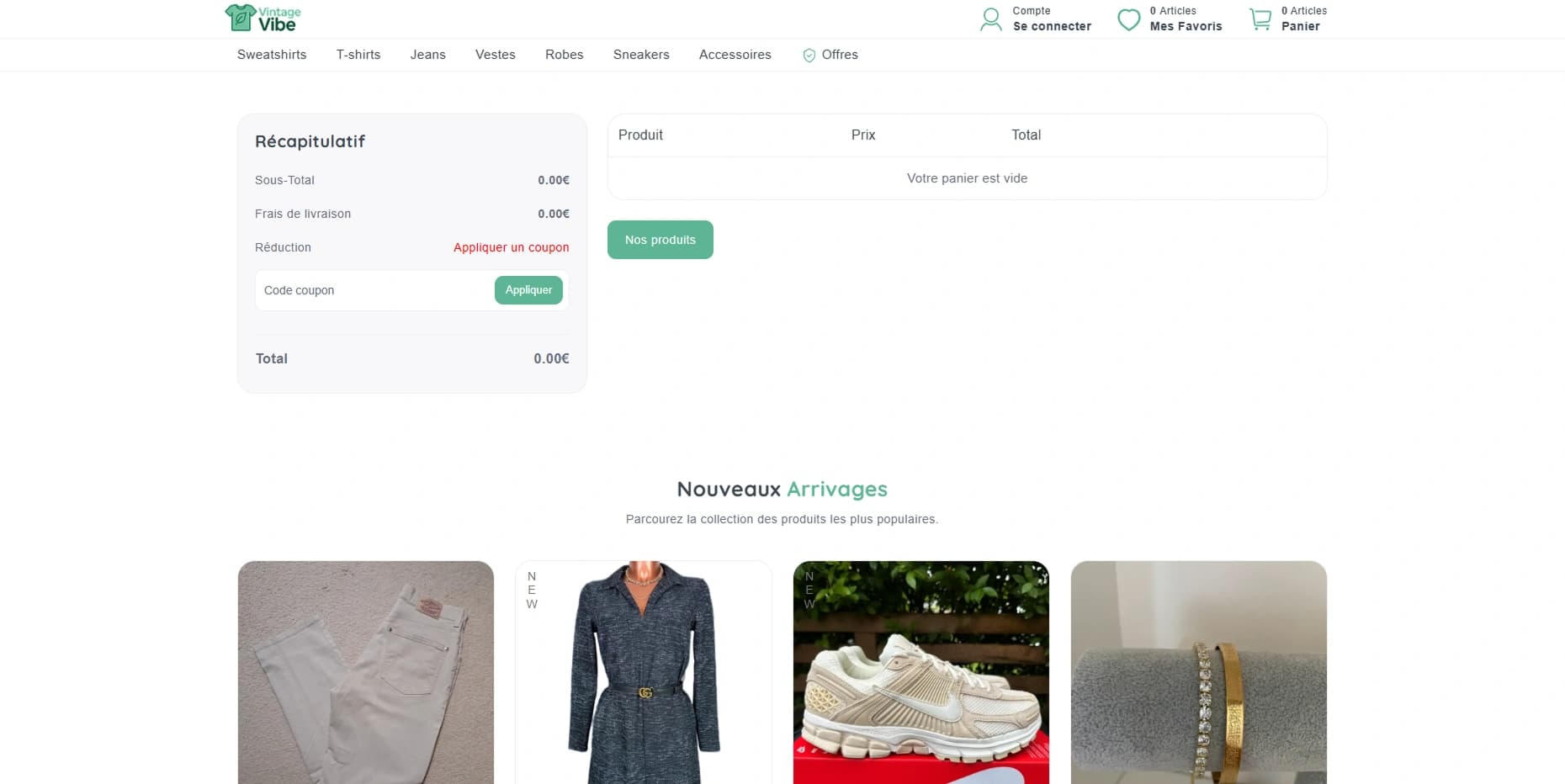 Maquette Friperie - Page panier