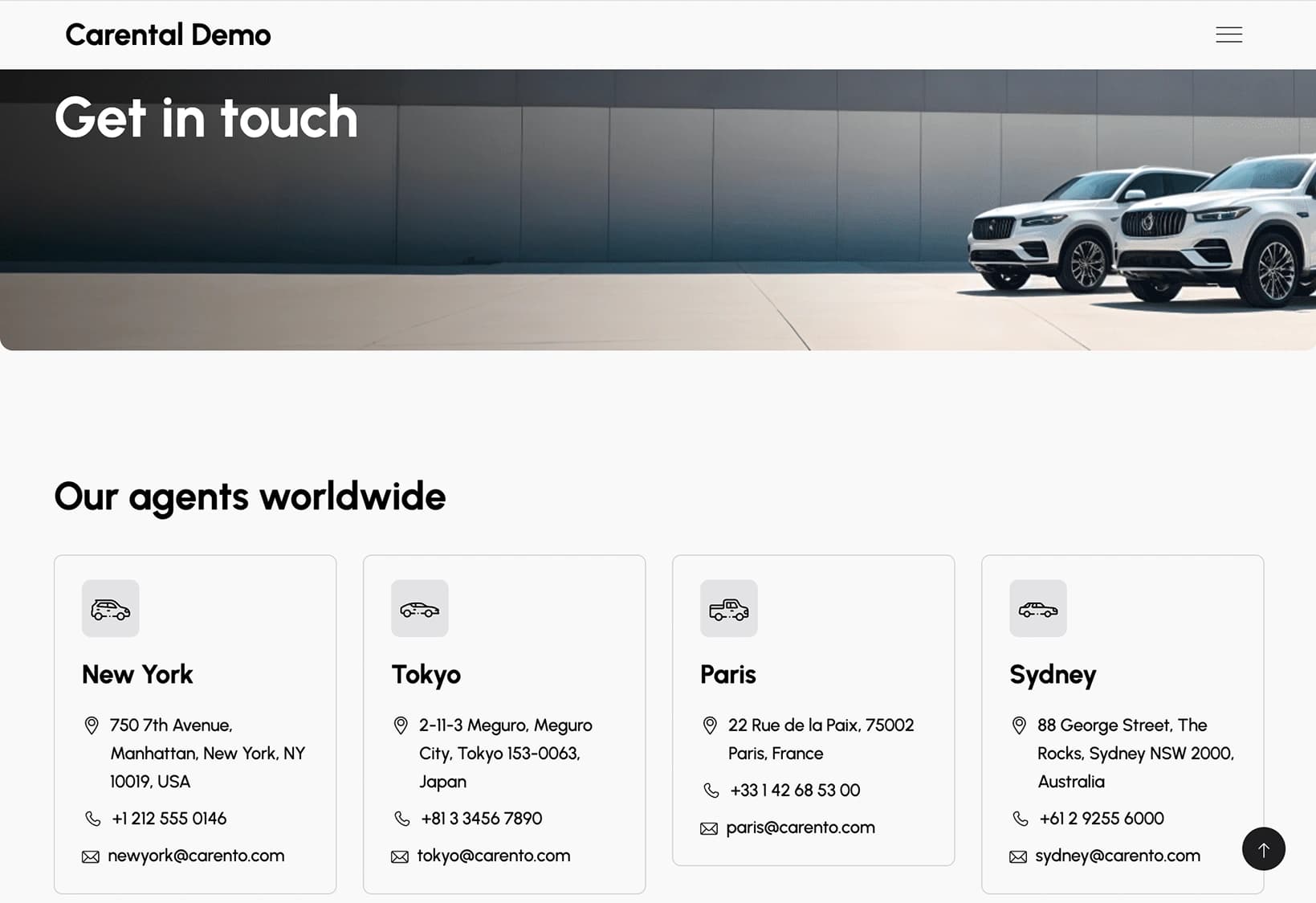 Car Rental Template - Contact us