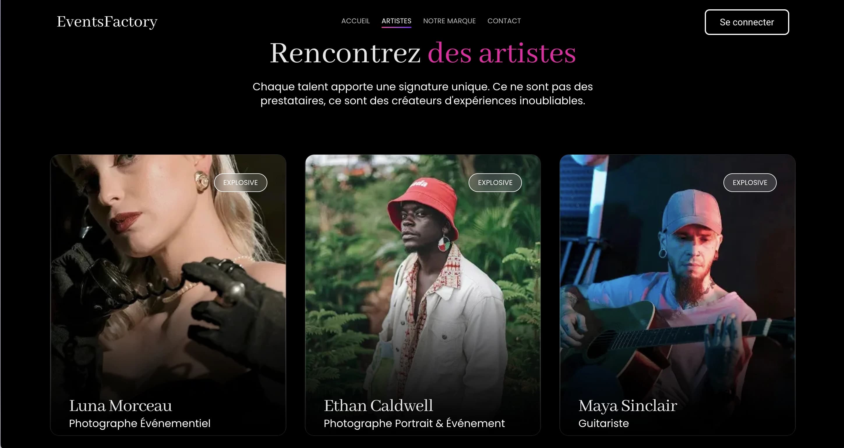 Event Template - Artist page