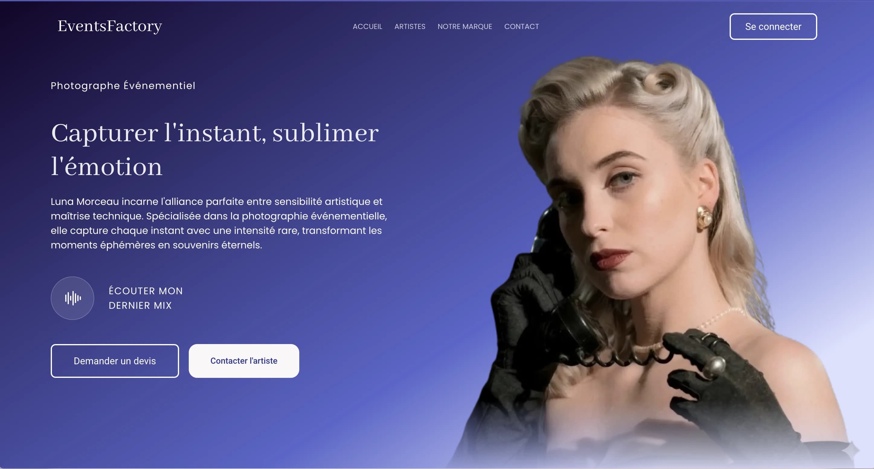 Maquette Événementielle - Page détail