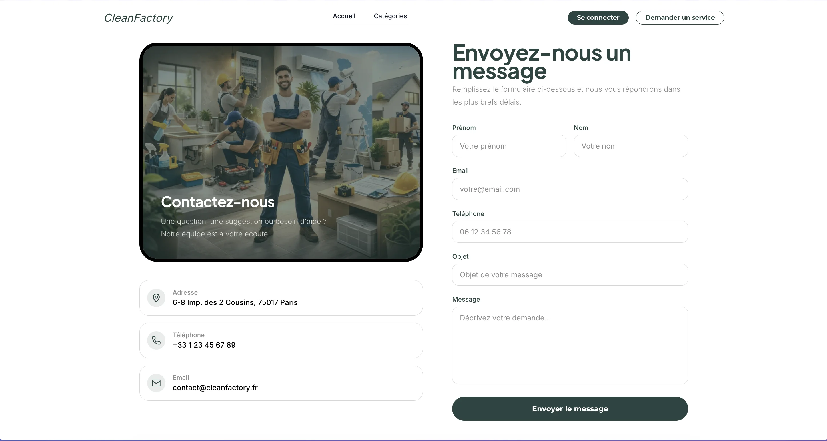 Home Services Template - Contact page